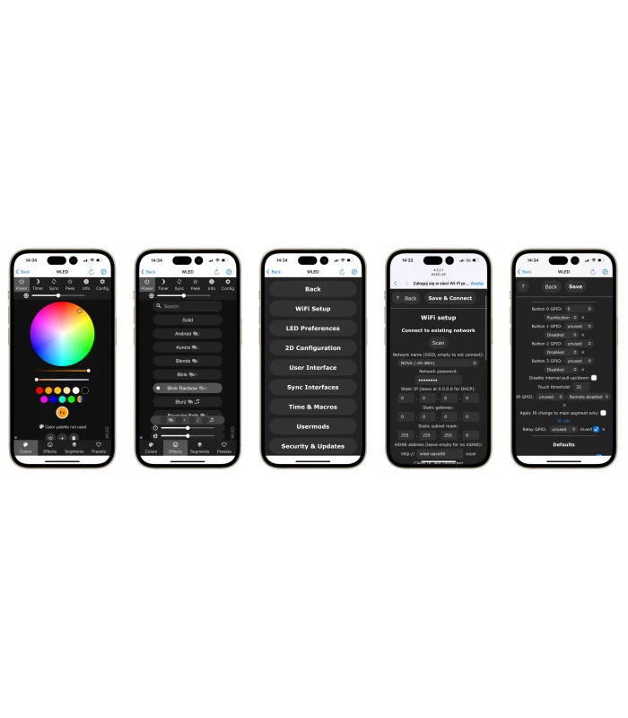 Sterownik LED WLED RGBIC WiFi ESP32 Ethernet RJ45 PWM WS281x MQTT 4 KANAŁY