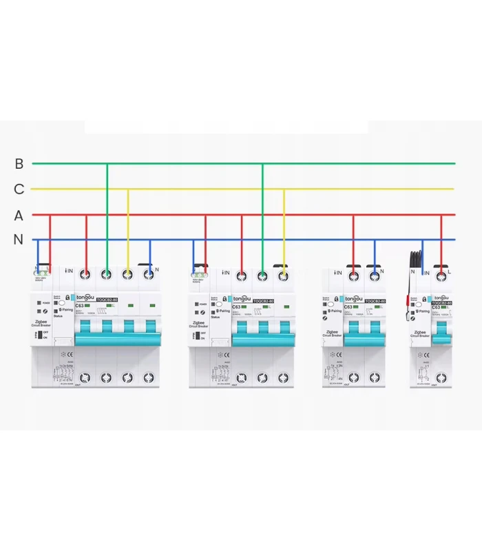Bezpiecznik nadprądowy 3-fazowy C63 przekaźnik ZigBee TUYA Home Assistant