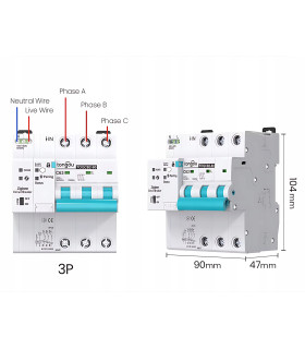 Bezpiecznik nadprądowy 3-fazowy C63 przekaźnik ZigBee TUYA Home Assistant