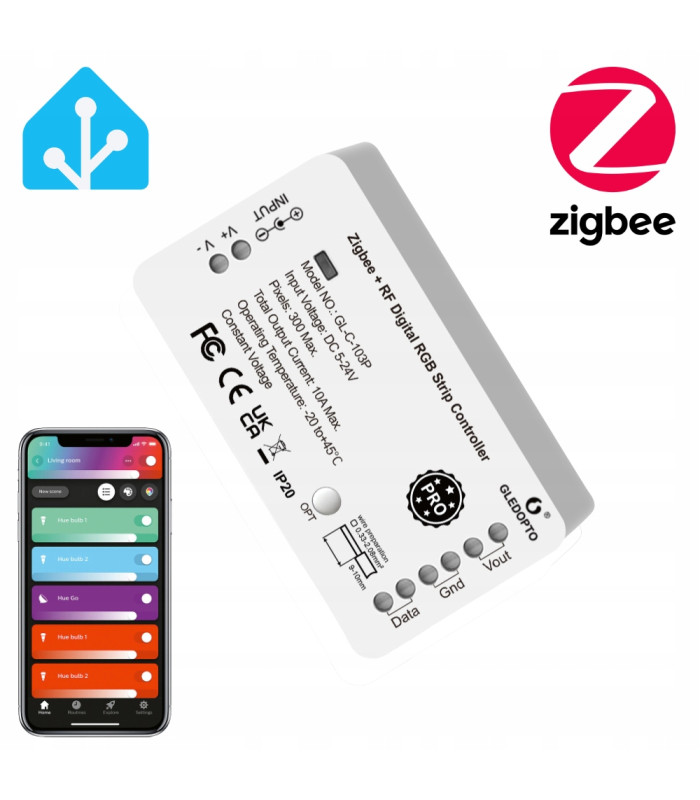 Sterownik ZigBee + RF RGBIC LED 5-24V WS2811 WS2812 Home Assistant TUYA HUE