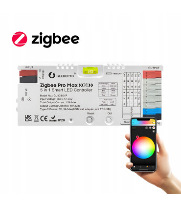 Sterownik ZigBee 5 w 1 taśma pasek LED TUYA SMART Home Assistant HUE 5-24V