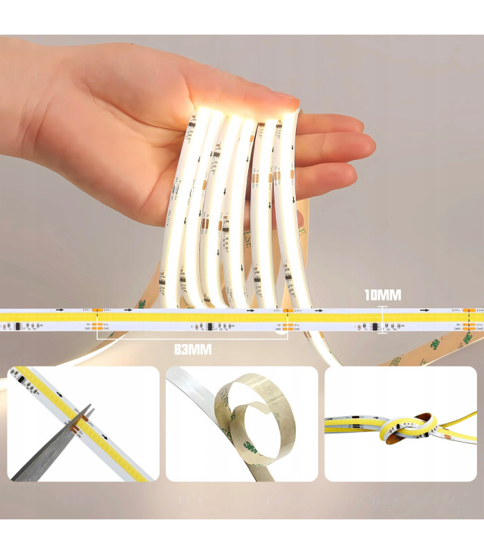 Cyfrowa taśma LED COB WLED WS2811 płynąca CIEPŁY BIAŁY 3000K 24V 5m 360L/m
