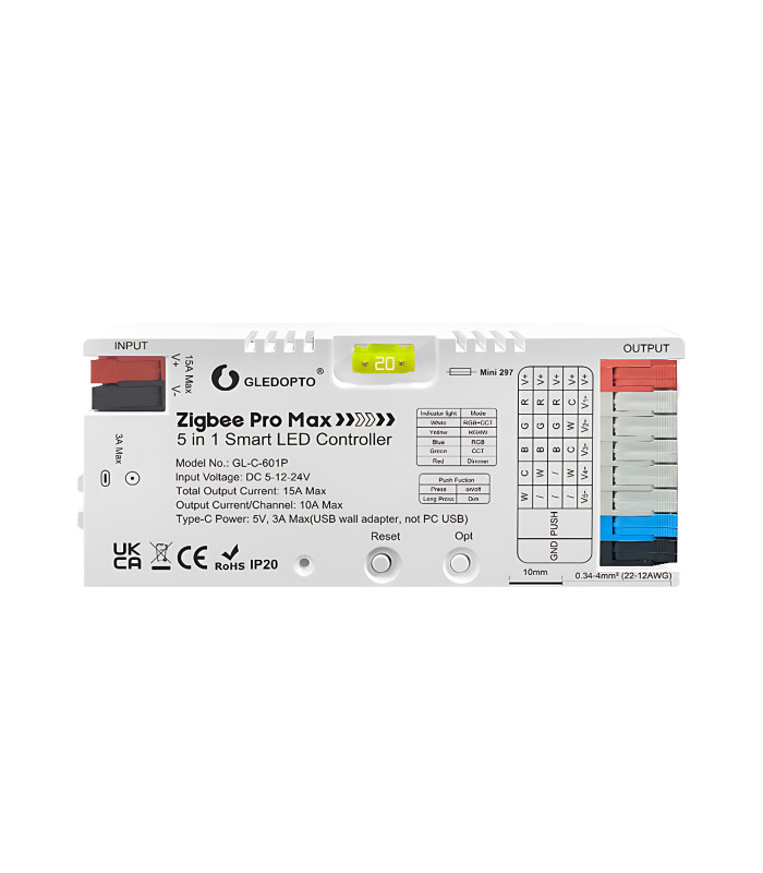 Sterownik ZigBee 5 w 1 taśma pasek LED TUYA SMART Home Assistant HUE 5-24V