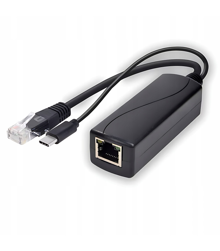 Adapter Splitter PoE do USB-C 5V 2,4A IEEE 802.3af/at 100 Mbps skrętka ETH