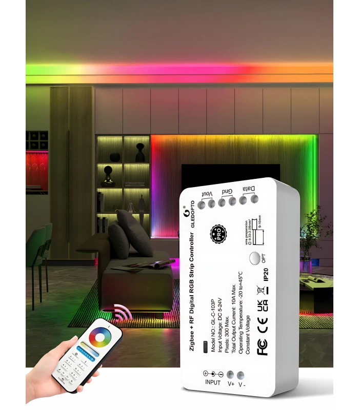 Sterownik ZigBee + RF RGBIC LED 5-24V WS2811 WS2812 Home Assistant TUYA HUE