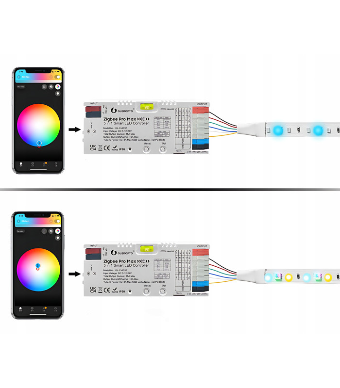 Sterownik ZigBee 5 w 1 taśma pasek LED TUYA SMART Home Assistant HUE 5-24V