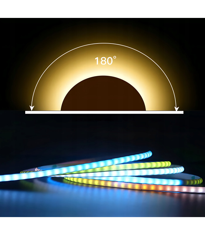 Cyfrowa taśma LED COB WLED WS2811 płynąca RGBIC cienka PCB 5mm 12V 160LED/m
