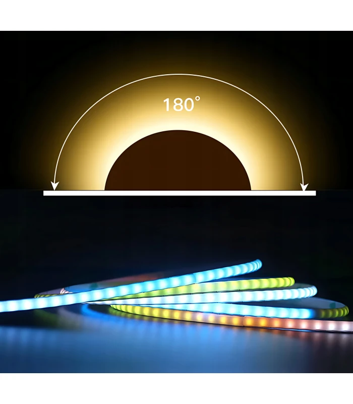 Cyfrowa taśma LED COB WLED WS2811 płynąca RGBIC cienka PCB 5mm 12V 160LED/m