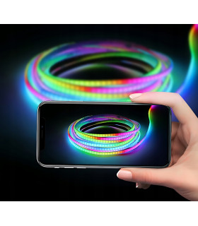 Cyfrowa taśma LED COB WLED WS2811 płynąca RGBIC cienka PCB 5mm 12V 160LED/m