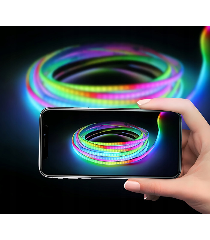 Cyfrowa taśma LED COB WLED WS2811 płynąca RGBIC cienka PCB 5mm 12V 160LED/m