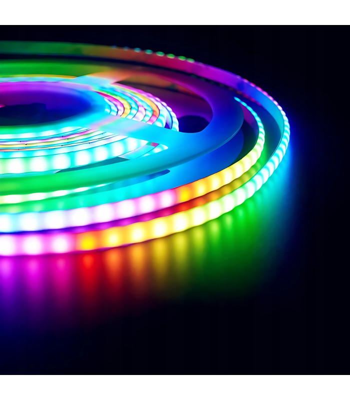 Cyfrowa taśma LED RGB WLED WS2812 płynąca RGBIC cienka PCB 5mm 5V 160LED/m