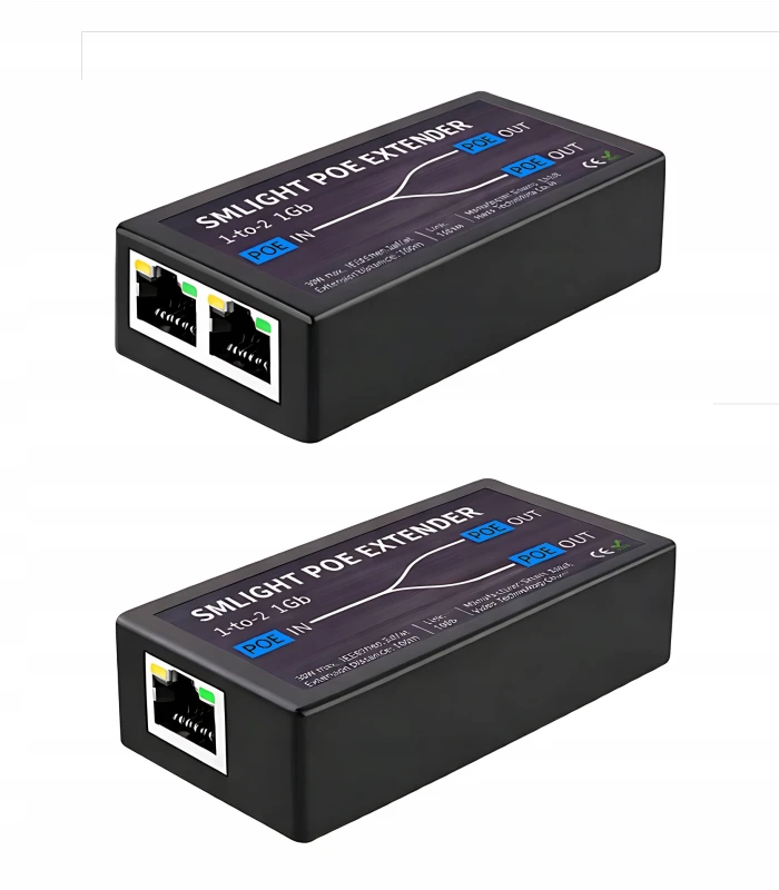 Extender PoE Ethernet RJ45 Przedłużacz Wzmacniacz Sygnału do 100m 2x 1Gbit