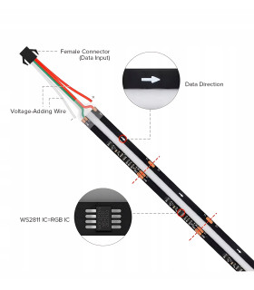 Cyfrowa taśma LED COB RGB WS2811 płynąca Magic Pixel RGBIC 12V 432LED/m