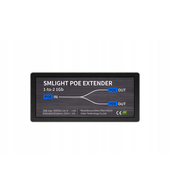 Extender PoE Ethernet RJ45 Przedłużacz Wzmacniacz Sygnału do 100m 2x 1Gbit