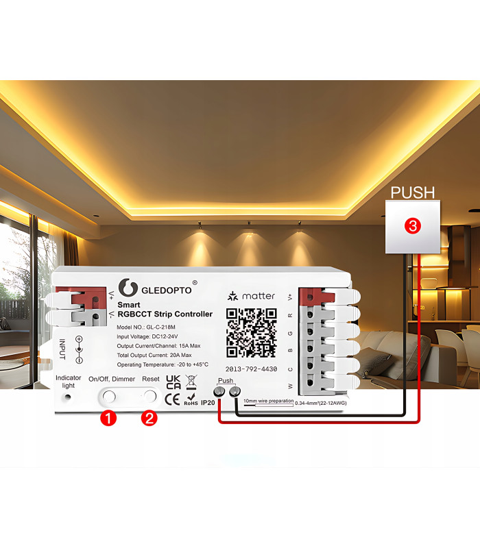 Sterownik LED RGBCCT WiFi Matter Apple HomeKit Amazon Google Home Assistant