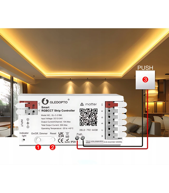 Sterownik LED RGBCCT WiFi Matter Apple HomeKit Amazon Google Home Assistant