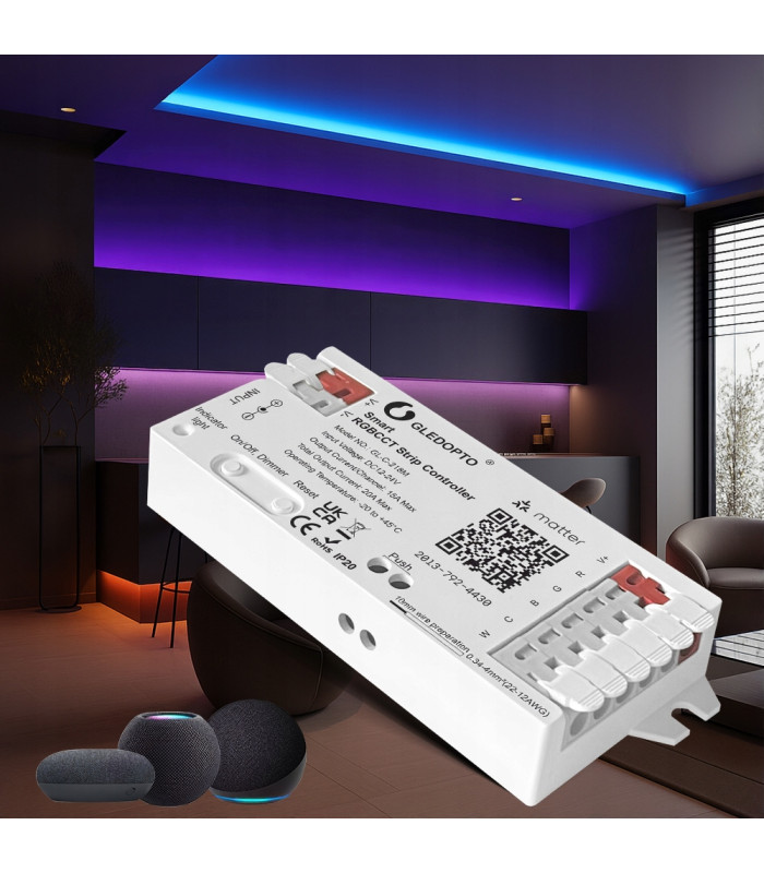 Sterownik LED RGBCCT WiFi Matter Apple HomeKit Amazon Google Home Assistant