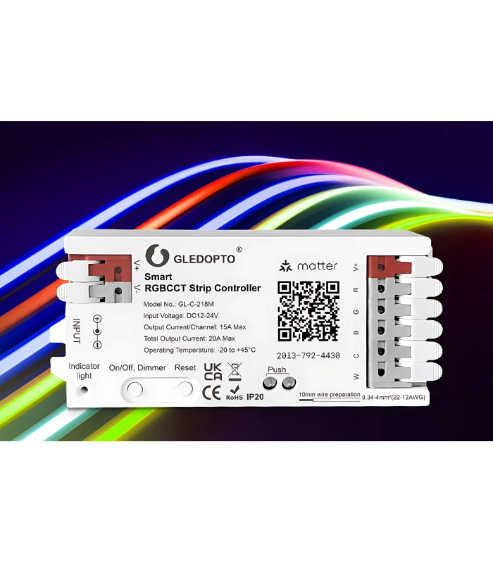 Sterownik LED RGBCCT WiFi Matter Apple HomeKit Amazon Google Home Assistant