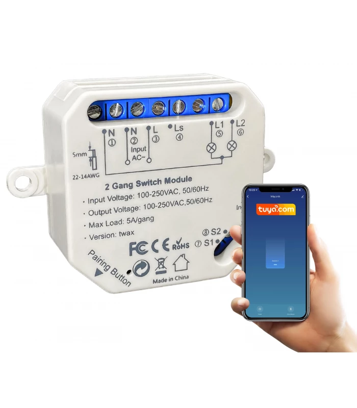 Inteligentny przekaźnik WiFi do puszki TUYA 2500W