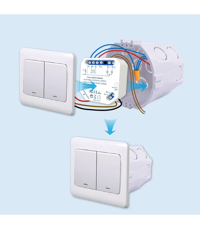 Inteligentny przekaźnik WiFi do puszki TUYA 2500W