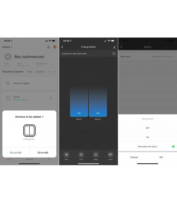 Inteligentny przekaźnik WiFi do puszki TUYA 2500W
