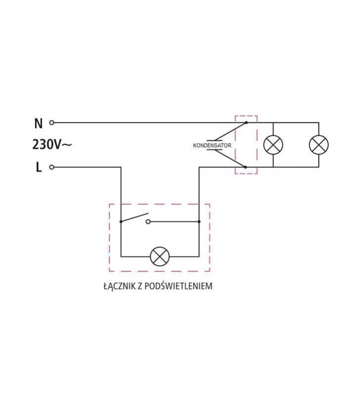Kondensator do eliminacji rozbłysków LED i modułów bez przewodu N