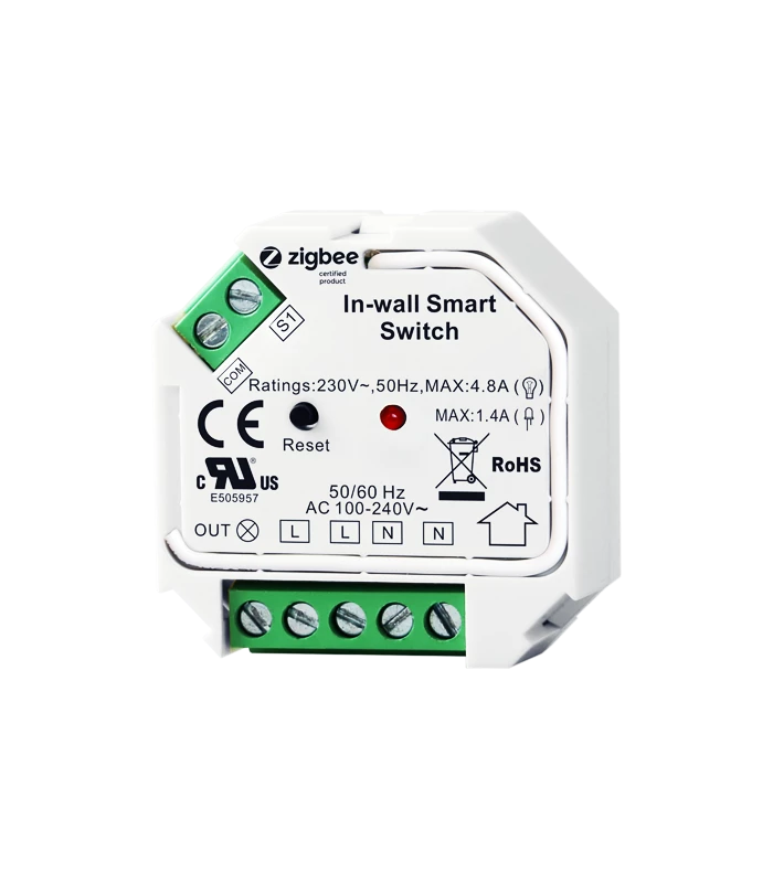 Pojedynczy przekaźnik, włącznik ZigBee 3.0 bez przewodu neutralnego N