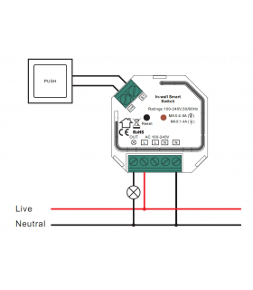 Pojedynczy przekaźnik, włącznik ZigBee 3.0 bez przewodu neutralnego N