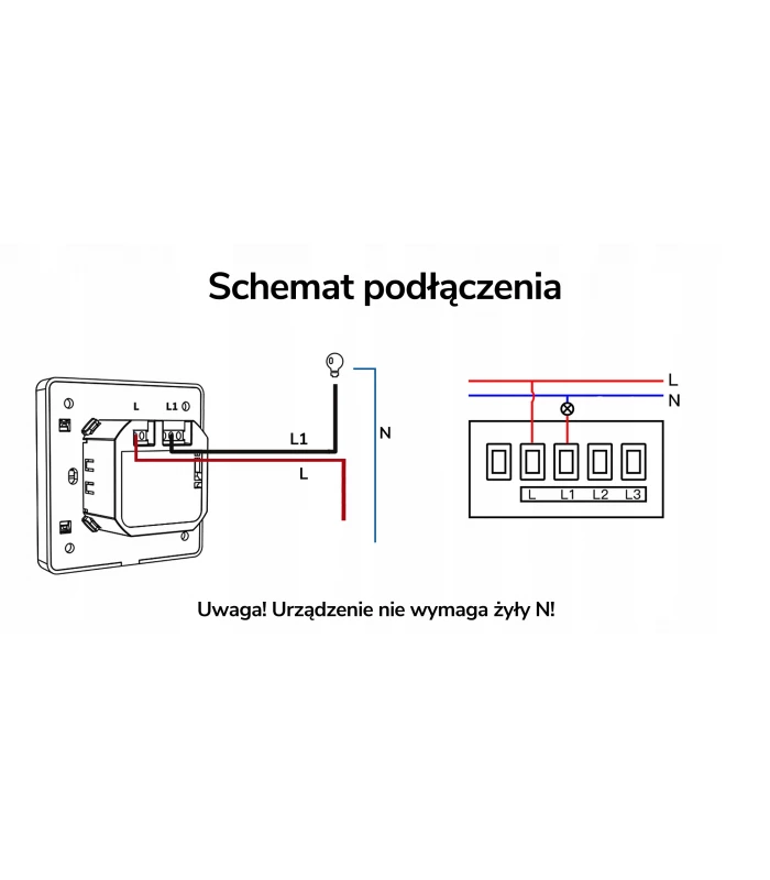 Pojedynczy włącznik ZigBee Tuya bez przewodu N z przekaźnikiem