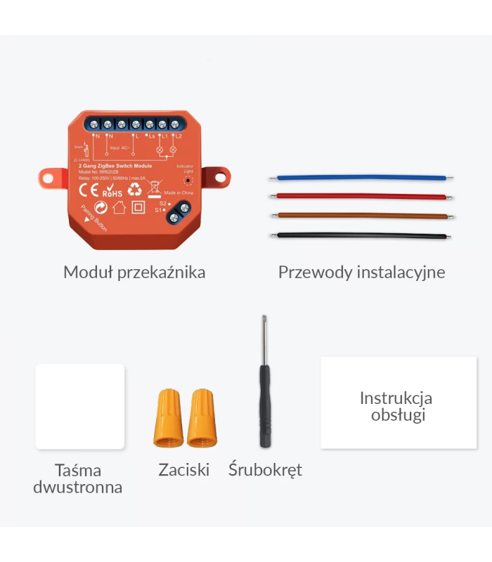 Podwójny moduł przekaźnika ZigBee Tuya i Smart Life do puszki