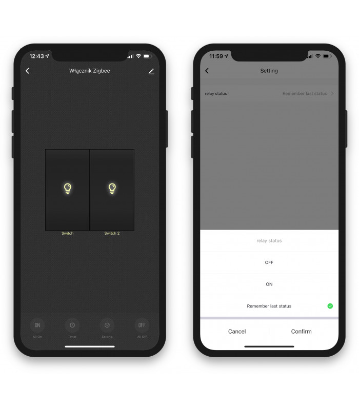 Podwójny moduł przekaźnika ZigBee Tuya i Smart Life do puszki