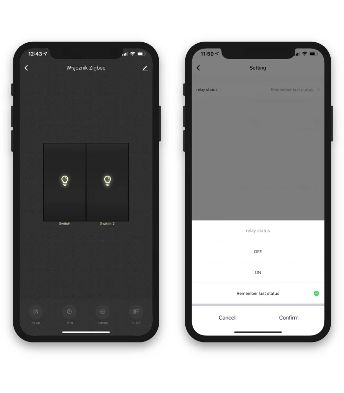 Podwójny moduł przekaźnika ZigBee Tuya i Smart Life do puszki
