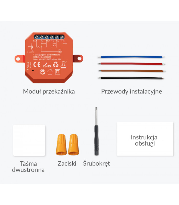 Pojedynczy moduł przekaźnika ZigBee Tuya i Smart Life do puszki