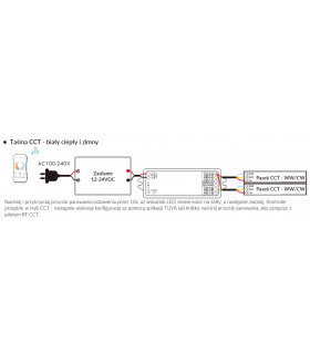 Sterownik WiFi do taśm LED RGB CCT TUYA 5 w 1 z modułem RF