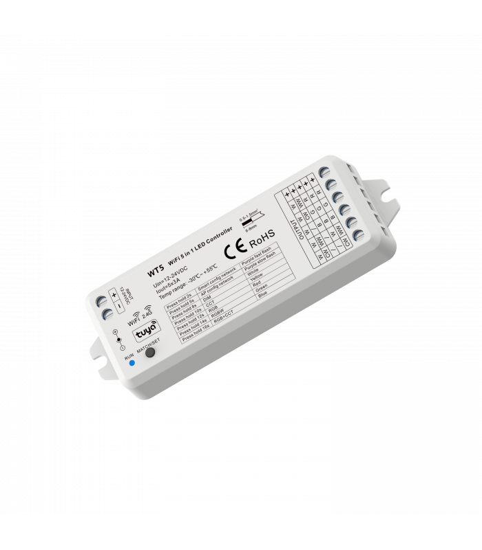 Sterownik WiFi do taśm LED RGB CCT TUYA 5 w 1 z modułem RF